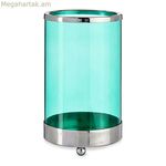 Մոմակալ՝ նվերների համար, կապույտ, արծաթագույն, մետաղական, ապակի, 9,7 x 16,5 x 9,7 սմ, գլանաձև