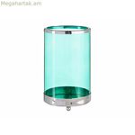 Մոմակալ՝ նվերների համար, կապույտ, արծաթագույն, մետաղական, ապակի, 12,2 x 19,5 x 12,2 սմ, գլանաձև