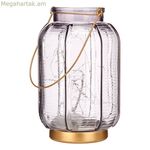 LED լապտեր՝ նվերների դեկոր, մոխրագույն, ոսկեգույն, ապակե շերտերով, 14 x 22 x 14 սմ, 13,5 x 22 x 13,5 սմ