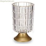 LED լապտեր՝ նվերների դեկոր՝ թափանցիկ ոսկեգույն մետաղական ապակիով, 10,7 x 18 x 10,7 սմ