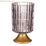 LED լապտեր՝ նվերների դեկոր՝ մոխրագույն, ոսկեգույն, մետաղական, ապակի, 10,7 x 18 x 10,7 սմ