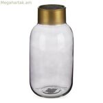 Ծաղկաման՝ նվերների դեկոր, մոխրագույն, ոսկեգույն, հարթ ապակի, 11,5 x 24 x 11,5 սմ