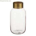 Ծաղկաման՝ նվերների դեկոր վարդագույն ոսկեգույն ապակի, հարթ 11,5 x 24 x 11,5 սմ