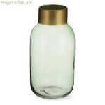 Ծաղկաման՝ նվերների դեկոր կանաչ ոսկեգույն ապակի հարթ 11,5 x 24 x 11,5 սմ