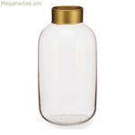 Ծաղկաման՝ նվերների դեկոր վարդագույն ոսկեգույն ապակիով, հարթ 14,5 x 29,5 x 14,5 սմ