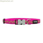 Շան վզնոց կարմիր Դինգո աստղեր 20-32 սմ վարդագույն-կարմիր