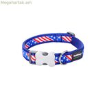 Շան վզնոց կարմիր Դինգո ոճի ԱՄՆ դրոշ 15 մմ x 24-36 սմ