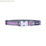 Շան վզնոց կարմիր Դինգո ոճով վառ վարդագույն սառը մոխրագույնի վրա 41-63 սմ