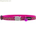 Շան վզնոց՝ կարմիր Դինգո ոճի աստղեր, լայմի վրա վառ վարդագույն 41-63 սմ