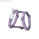 Շան համար նախատեսված ամրագոտի՝ կարմիր, Դինգո ոճով, վառ վարդագույն՝ սառը մոխրագույնի վրա, 36-54 սմ, 30-48 սմ