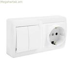 Խրոցակի վարդակ Solera mur36u Schuko երկբևեռ կրկնակի անջատիչ/կոմուտատոր Սպիտակ մակերես 16 Ա