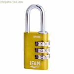 Համակցված կողպեք IFAM Combi30 մետաղական ալյումինե դեղին