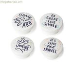 Դռան բռնակ Rei m7 սպիտակ հաճարենու փայտից, նկարազարդված Ø 40 x 22 մմ, 4 հատ