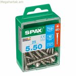 Պտուտակների տուփ SPAX 4197000500502 Փայտե պտուտակ Հարթ գլխիկով (5 x 50 մմ) (5,0 x 50 մմ)