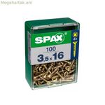 SPAX Yellox Wood հարթ գլխիկով պտուտակների տուփ 100 հատ (4 x 20 մմ)
