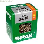 SPAX Yellox Wood հարթ գլխիկով պտուտակների տուփ, 75 հատ (5 x 50 մմ)