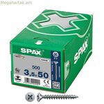 SPAX Wirox Z2 պտուտակների տուփ՝ հարթ գլխիկով 3,5 x 50 մմ, 500 միավոր