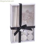 Սուրբ Ծննդյան սպիտակ բյուրեղյա պարաֆինե շրջանաձև մոմակալ՝ տակդիրով 21,7 x 13,3 x 3,8 սմ