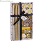 Կլոր մոմակալ՝ տակդիրով, Սուրբ Ծննդյան ոսկեգույն բյուրեղապակյա պարաֆին 27 x 15 x 5 սմ