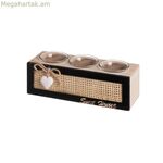 Մոմակալ HEARTS սպիտակ, սև, բնական փայտ, բյուրեղապակյա ձեռնափայտ, MDF փայտ 22 x 8 x 7 սմ