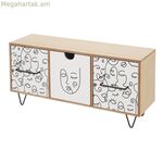 Զարդերի տուփ ONE LINE սպիտակ, սև, բնական, MDF, փայտ 40 x 12 x 20 սմ