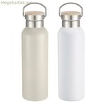 Ջրի շիշ Home ESPRIT Սպիտակ Բեժ Բնական Բամբուկե Չժանգոտվող պողպատ 500 մլ (2 հատ)