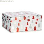 Նվերների տուփ Krist+ Սպիտակ Կարմիր Արծաթագույն Սուրբ Ծննդյան տոնածառ 28,5 x 17 x 37,5 սմ
