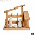 Սուրբ Ծննդյան հավաքածու Krist+ սպիտակ բնական փայտից կերամիկա 18 x 17 x 8 սմ (2 հատ)