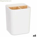 Ատամի խոզանակի պահոց Berilo սպիտակ բամբուկե պոլիպրոպիլենից 9 x 11 x 9 սմ (6 հատ)