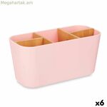 Ատամի խոզանակի պահոց Berilo վարդագույն բամբուկե պոլիպրոպիլենից 21 x 10 x 9 սմ (6 հատ)