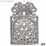 Սուրբ Ծննդյան խաղալիք Krist+ արծաթե պլաստիկե փայլուն նվերների տուփ 7,5 x 11,5 x 4 սմ (24 հատ)