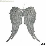 Սուրբ Ծննդյան խաղալիք Krist+ արծաթե պլաստիկե փայլուն հրեշտակի թևիկներ 13 x 14,5 x 2,5 սմ (24 հատ)