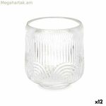 Մոմակալի նվերային դեկոր՝ թափանցիկ բյուրեղապակյա 9 x 9,5 x 9 սմ շերտերով (12 հատ)