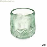 Մոմակալի նվերային դեկոր՝ կանաչ բյուրեղապակյա 9 x 9,5 x 9 սմ շերտերով (12 հատ)