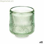 Մոմակալ՝ նվերային դեկոր՝ կանաչ բյուրեղապակյա 7,5 x 7,8 x 7,5 սմ շերտերով (12 հատ)