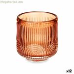 Մոմակալի նվերային դեկոր՝ նարնջագույն սալիկ, բյուրեղյա 7,5 x 7,8 x 7,5 սմ շերտերով (12 հատ)