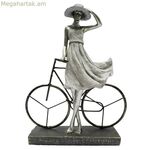 Դեկորատիվ ֆիգուր DKD Տան դեկոր տիկնոջ արծաթե հեծանիվ մետաղական խեժից (27,5 x 9,5 x 34,5 սմ)