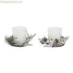 Մոմերի հավաքածու DKD տան դեկորի համար՝ սպիտակ Սուրբ Ծնունդ, 10 x 10 x 7 սմ, 19 x 10.5 x 7 սմ (2 հատ)