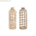 Ծաղկաման Home ESPRIT Թափանցիկ Բաց շագանակագույն Բյուրեղյա Բնական Միջերկրածովյան 12 x 12 x 33 սմ (2 հատ)