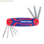 Ալլենի բանալիների հավաքածու Workpro 1,5, 2, 2,5, 3, 4, 5, 6, 8, 10 մմ գնդիկներ, 8 հատ