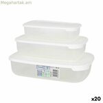 3 ճաշի տուփերի հավաքածու Tontarelli ընտանեկան սպիտակ ուղղանկյուն 29,6 x 19,8 x 7,7 սմ (20 հատ)