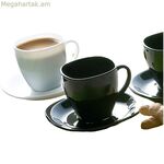 Luminarc Carine N&b բաժակների հավաքածու ափսեներով, սպիտակ, սև, ապակե, 220 մլ (12 հատ)