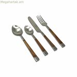 Դանակ-պատառաքաղ DKD Տան դեկոր Բնական արծաթե չժանգոտվող պողպատ Ակացիա (4,5 x 2 x 20 սմ)