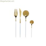 Դանակ-պատառաքաղ DKD տան դեկոր սպիտակ ոսկեգույն չժանգոտվող պողպատ 4,5 x 2,5 x 20,5 սմ 24 հատ