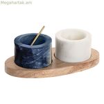 Աղ և պղպեղի թափահարիչներ Home ESPRIT Սպիտակ Սև Բնական Չժանգոտվող պողպատ Ակացիա 20 X 10 X 7,6 սմ