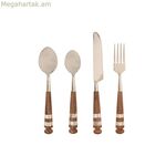 Դանակ-պատառաքաղ Home ESPRIT Սպիտակ Արծաթագույն Բնական Չժանգոտվող պողպատ Ակացիա 4,5 X 2 X 21 սմ 16 հատ