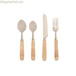 Դանակ-պատառաքաղ Home ESPRIT Արծաթագույն Բնական Չժանգոտվող պողպատ Ռատան 4,5 X 2 X 21 սմ 16 հատ