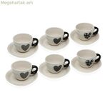 6 բաժակների հավաքածու ափսեով Versa Nathalie Stoneware Heart