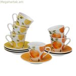 6 բաժակների հավաքածու ափսեով Versa Orange ճենապակյա կիտրոնով