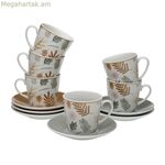 6 բաժակների հավաքածու ափսեով Versa TABITHA ճենապակյա